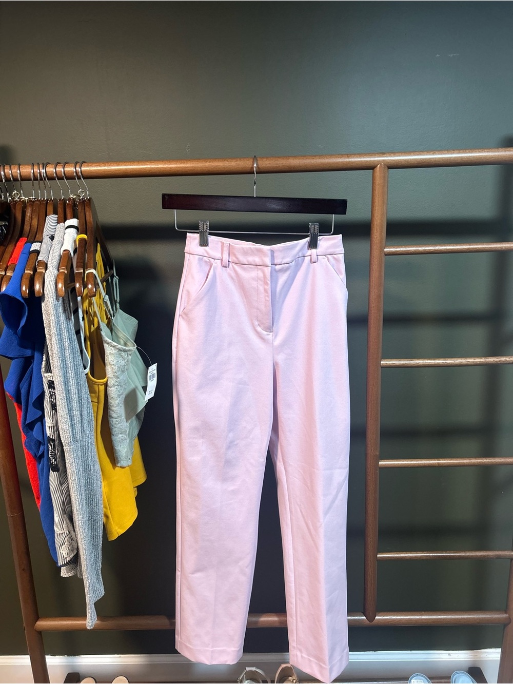 Express Pastel Pink Tailored Straight-Leg Trousers